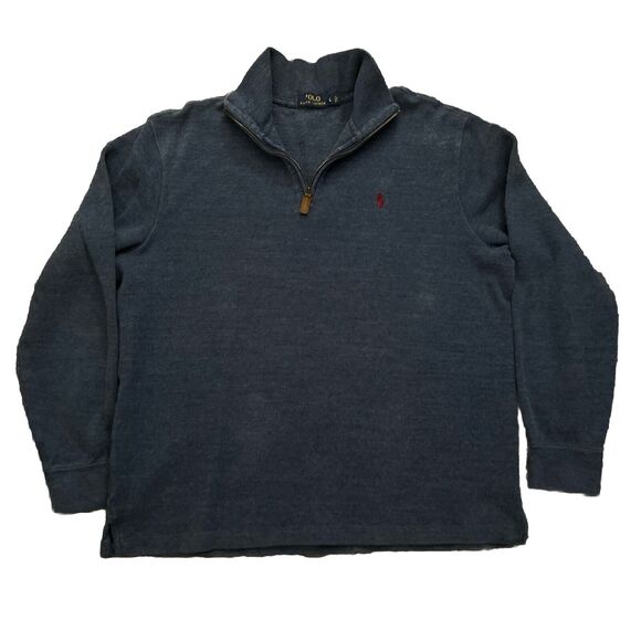 Polo Ralph Lauren Sweater‎ Mens L Denim Blue Quarter/Half Zip Pullover - Picture 1 of 4
